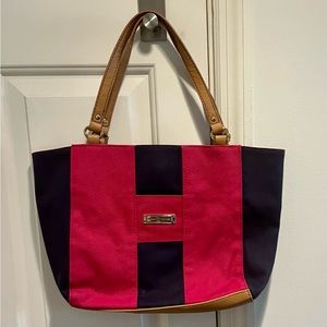 Tommy Hilfiger navy blue and fuchsia pink tote bag